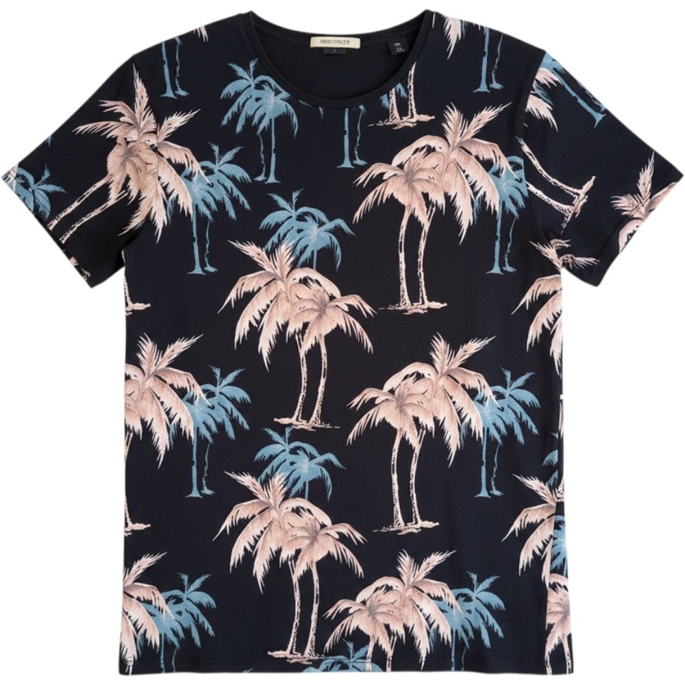 Scotch & Soda Mens Beach In The City Palm Tree Graphic T-Shirt Black Size M